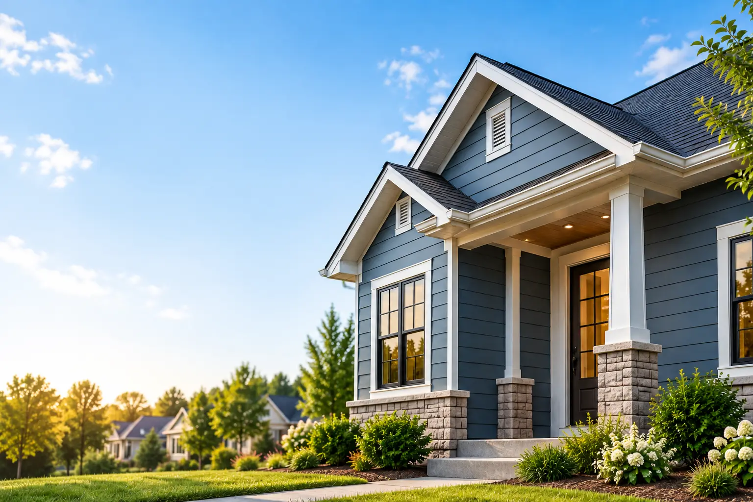 Beautiful American home with exterior siding